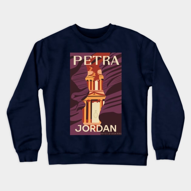 A Vintage Travel Art of Petra - Jordan Crewneck Sweatshirt by goodoldvintage